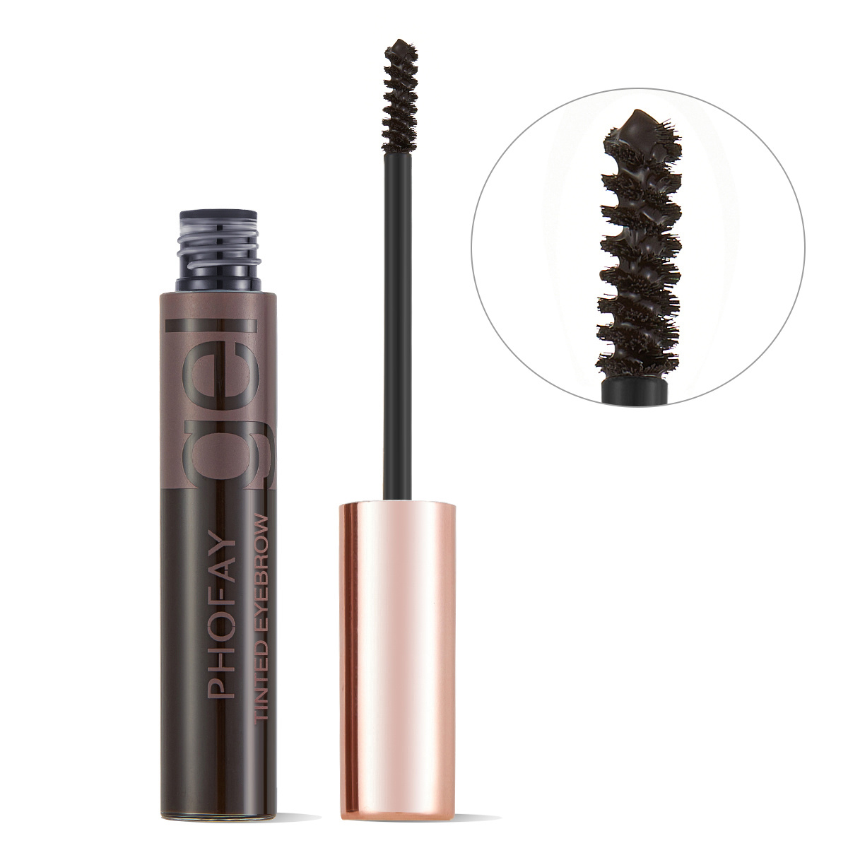 PHOFAY tinted eyebrow gel tube with spoolie brush