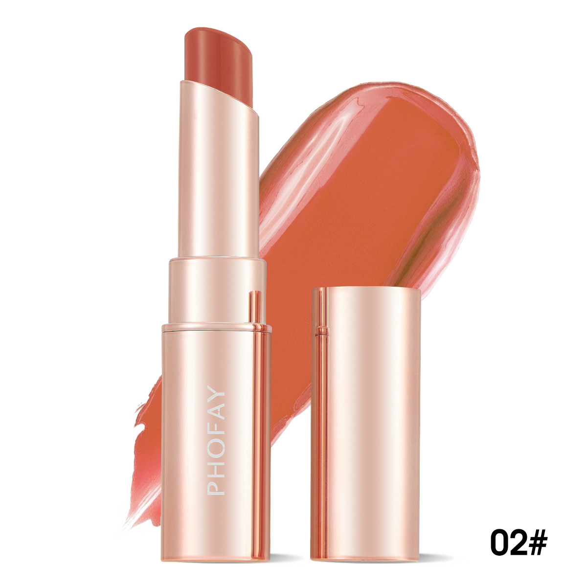 PHOFAY creamy hydrating lipstick in rose gold tube