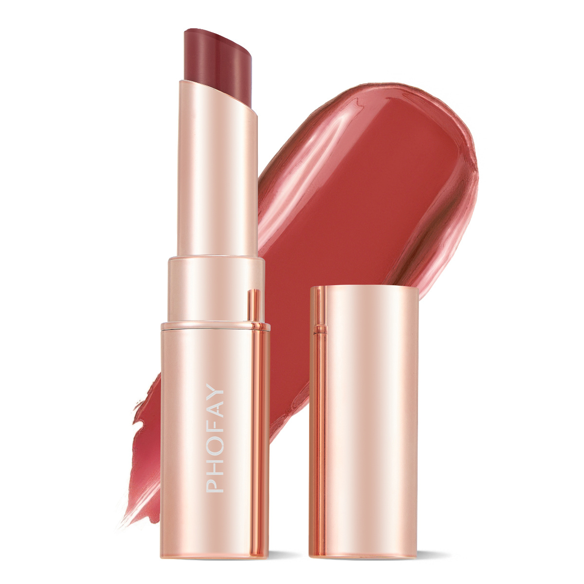 PHOFAY creamy hydrating lipstick in rose gold tube